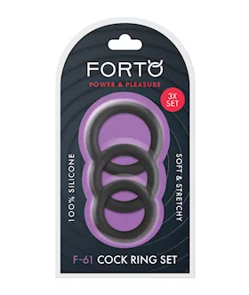 Forto F-61 Liquid 3 Piece Cock Ring Set - Black