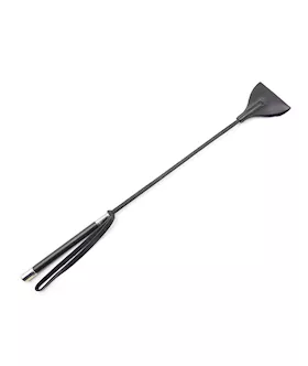 Plesur 21" Wide Tip Leather Crop - Black