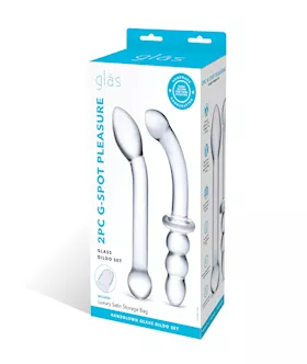 Glas 2 Pc G-spot Pleasure Glass Dildo Set - Clear