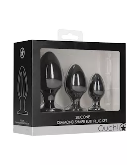 Shots Ouch Diamond Shape Butt Plug Set - Black