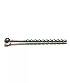 Rouge Stainless Steel Beaded Hollow Urethral Probe - 10 Cm Long