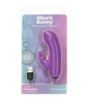 Alice's Bunny Rechargeable Bullet W/rabbit Sleeve - 10 Functions Purple