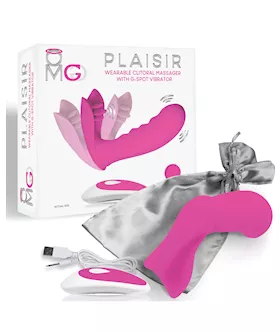 Omg Plaisir Wearable Clitoral Massager W/g-spot Vibrator - Pink