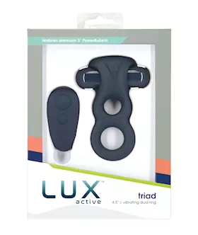 Lux Active Triad 4.5" Vibrating Dual Ring W/remote - Dark Blue