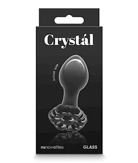 Crystal Flower Butt Plug - Black