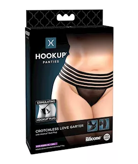 Hookup Panties Crotchless Love Garter Black Xl-xxl
