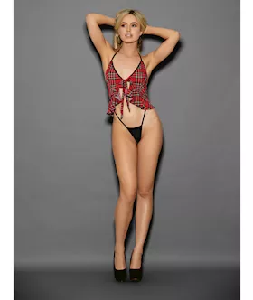 Euphoria Flirty School Girl Teddy Red Plaid O/s