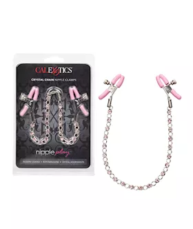 Nipple Play Crystal Chain Nipple Clamps - Pink