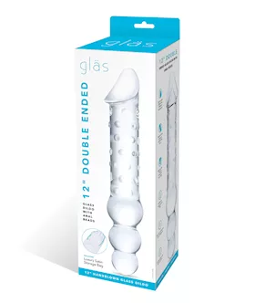 Glas 12" Double Ended Glass Dildo W/anal Beads - Clear