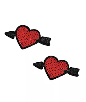 Neva Nude Sequin Arrow Heart Pasties (2 Wears) - Red O/s