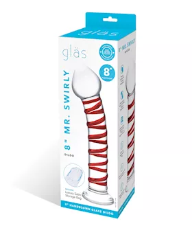 Glas 8" Mr. Swirly Glass Dildo - Red