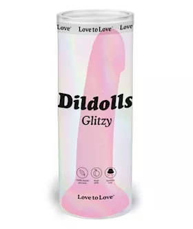 Love To Love Curved Suction Cup Dildolls Glitzy - Glitter Pink