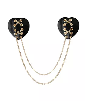 Neva Nude Two Heart Chained Pasties - Black O/s
