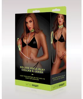 Whipsmart Glow In The Dark Deluxe Role Play Collar & Leash - Green