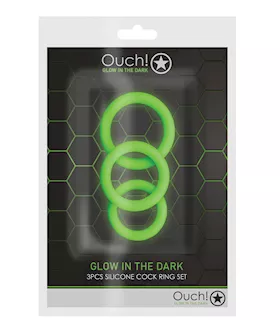 Shots Ouch 3 Pc Cock Ring Set - Glow In The Dark