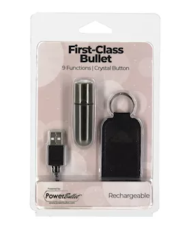 First Class Mini Rechargeable Bullet W/crystal - 9 Functions Gun Metal