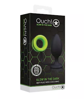 Shots Ouch Butt Plug W/cock Ring - Glow In The Dark