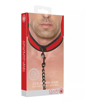 Shots Ouch Puppy Play Puppy Collar W/leash - Red
