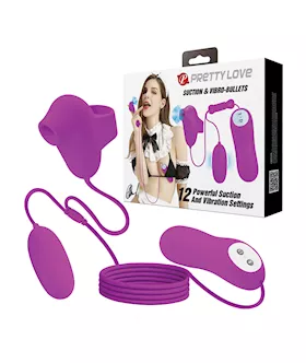 Pretty Love Suction & Vibro Bullets - Fuchsia