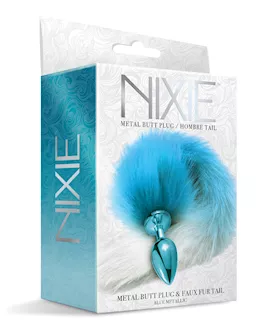 Nixie Metal Butt Plug W/faux Fur Tail - Blue Metallic