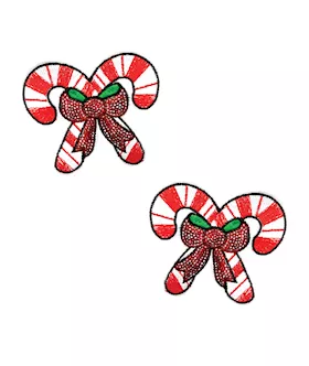 Neva Nude Sequin Candy Cane Pasties - Red/white O/s