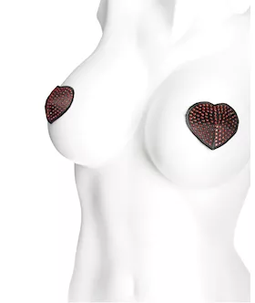 Heart Rhinestone Pasties - Red/black O/s