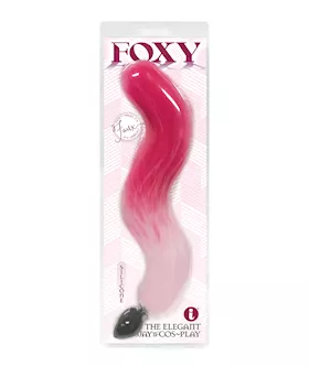Foxy Fox Tail Silicone Butt Plug - Pink Gradient