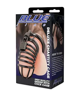 Blue Line Deluxe Chastity Cage - Black