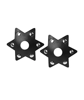 Nipplicious Starstruck  Leather Pasties W/studs & Nipple Hole - Black