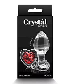 Crystal Desires Glass Heart Gem Butt Plug Medium - Red