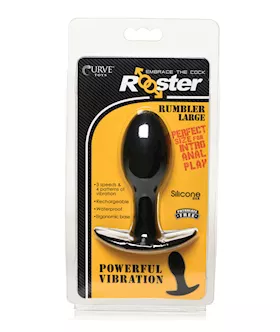 Curve Toys Rooster Rumbler Vibrating Silicone Anal Plug Large - Black