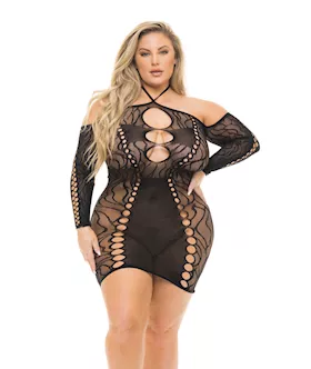 Pink Lipstick Animal Inside Dress Black Qn