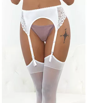Satin & Lace Garterbelt White Sm