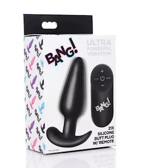 Bang! 21x Vibrating Silicone Butt Plug W/remote - Black