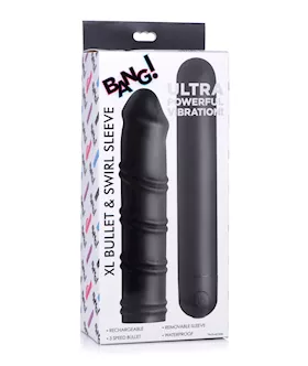 Bang! Xl Bullet & Swirl Silicone Sleeve - Black