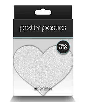 Pretty Pasties Glitter Hearts Red/silver - 2 Pair