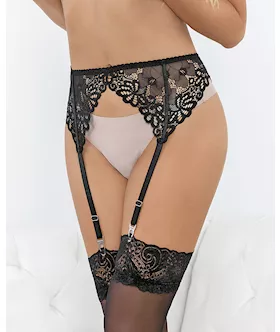 Lace Romance Garterbelt Black Lg