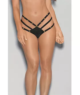 Glow Stones Black Light Dancewear Strappy Thong Black O/s