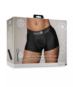 Shots Ouch Vibrating Strap On Boxer - Black M/l