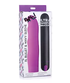 Bang! Xl Bullet & Wavy Silicone Sleeve - Purple