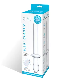 Glas 9.25" Classic Smooth Dual Ended Dildo - Clear
