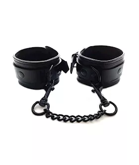 Rouge Leather Ankle Cuffs - Black With Black