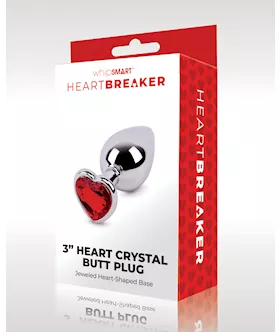 Whipsmart Heartbreaker 3" Heart Crystal Butt Plug - Red