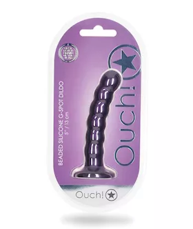 Shots Ouch 5" Beaded G-spot Dildo - Metallic Purple