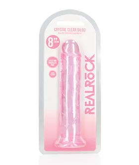 Shots Realrock Crystal Clear 8" Straight Dildo W/suction Cup - Pink