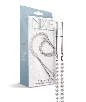 Nixie Pearl Drop Tweezer Nipple Clamps - Silver