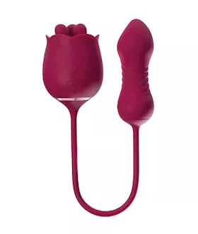 Rosa Rotating Rose Toy & Thrusting Vibrator&nbsp;- Red