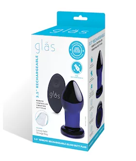 Glas 3.5" Rechargeable Vibrating Butt Plug - Blue