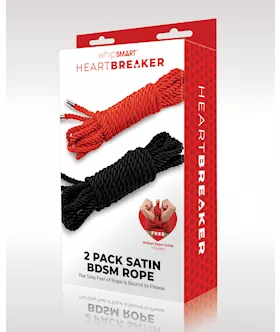 Whipsmart Heartbreaker Satin Bdsm Rope - Black/red Set Of 2