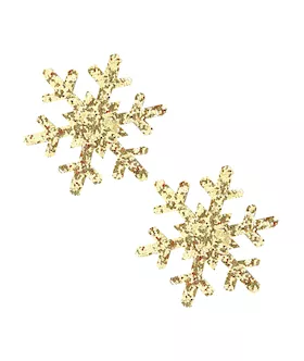 Neva Nude Glitter Snowflake Pasties - Gold O/s